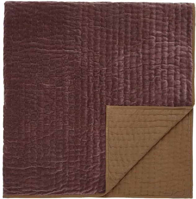 Bedeck of Belfast Elinor Brown Velvet and Cotton Quilted Throw