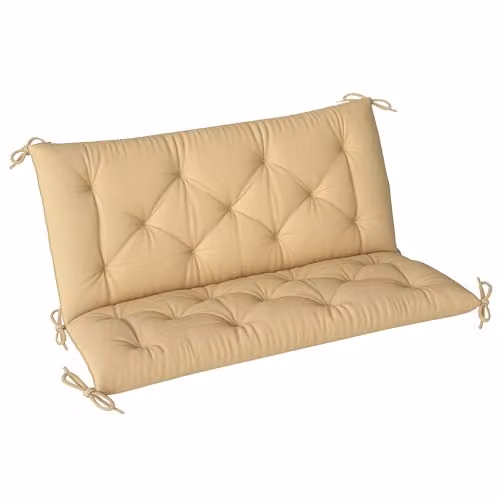 Outsunny 2 Seater Garden Bench Cushion with Ties, Beige, W: 98 cm x D: 150 cm – 1