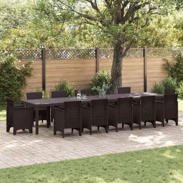 Berkfield Home Brown Poly Rattan Garden Table W: 400 cm, D: 100 cm, H: 73 cm – 1