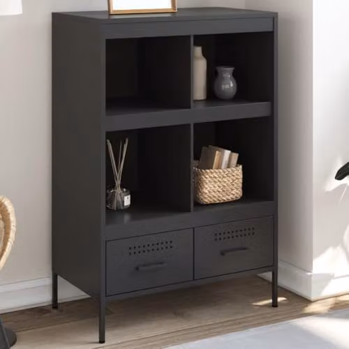 vidaXL Modern Black Steel Highboard W/D/H: 68 x 39 x 101.5 cm – 2