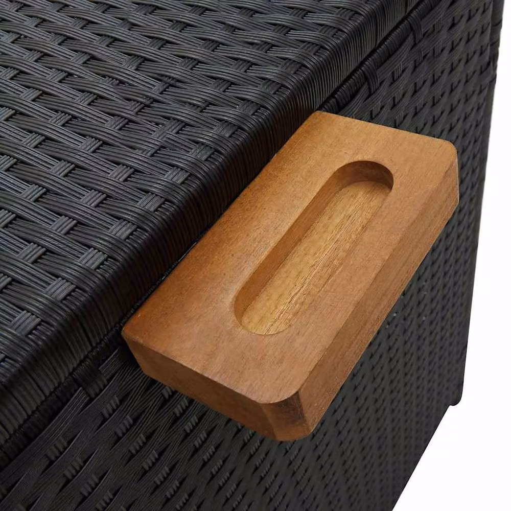 Berkfield Home Black Acacia Wood and Steel Geometric Garden Storage Box W/D/H: 120 x 65 x 61 cm – 5