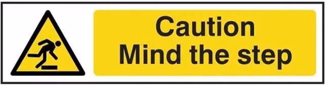Scan Caution Mind The Step PVC Sign, Yellow and Multicolour, W: 20 cm, H: 5 cm