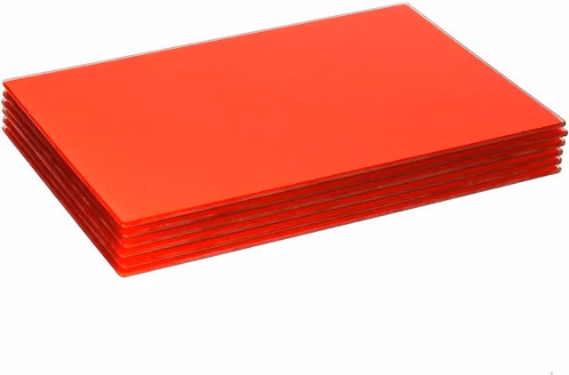 Harbour Housewares Set of 6 Red Rectangular Glass Placemats, W: 40 cm, D: 30 cm
