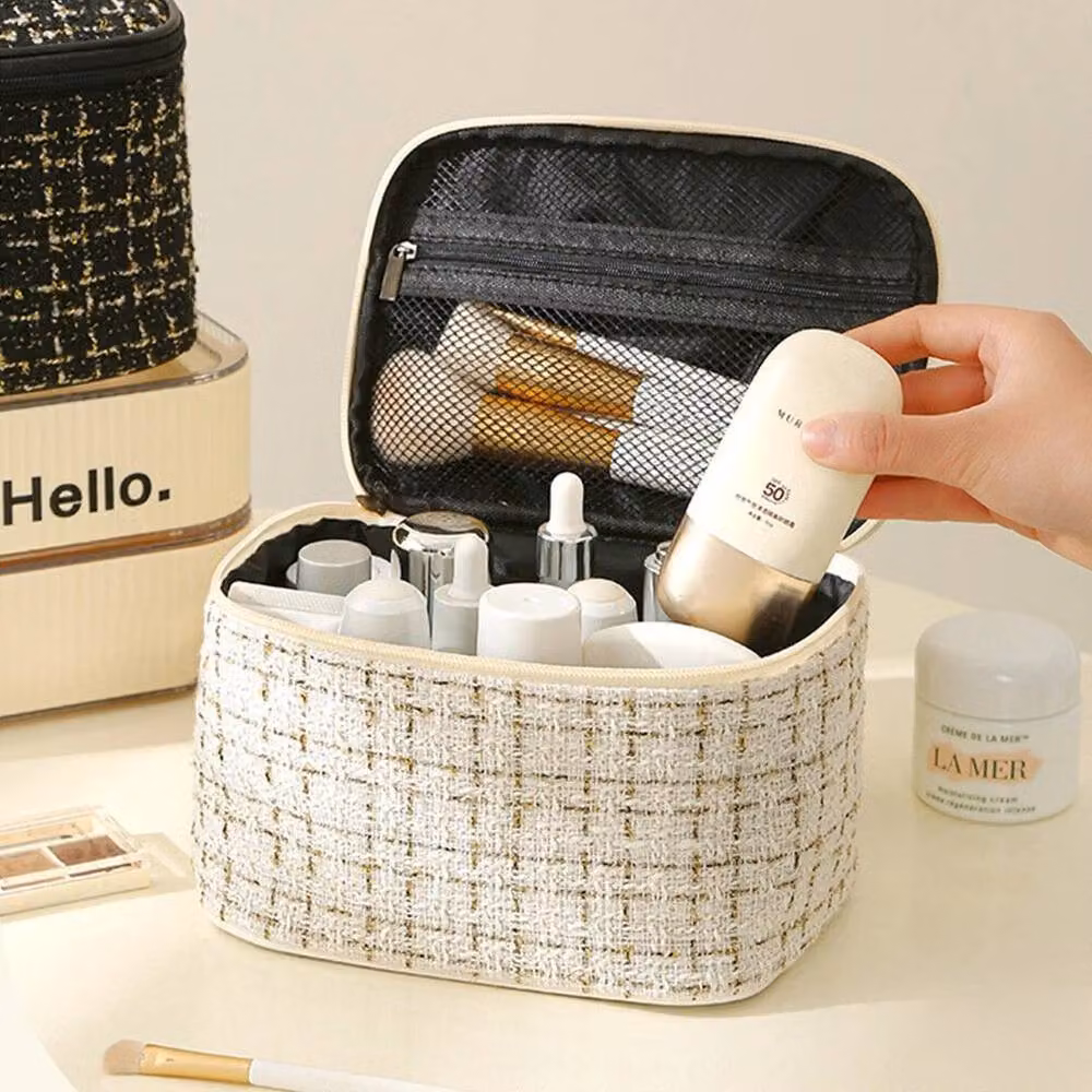 EONLION Large Fashion Toiletry and Cosmetic Bag in Beige, W: 50 cm x D: 50 cm x H: 50 cm – 3