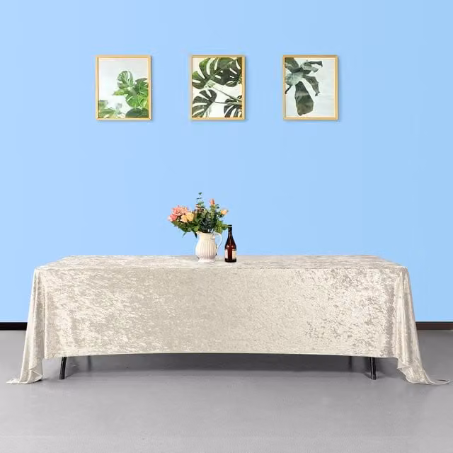 Trimming Shop Champagne Crushed Velvet Rectangular Tablecloth