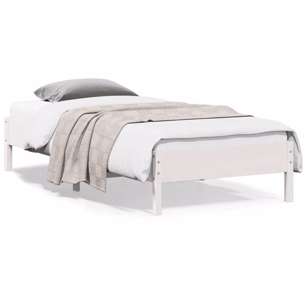 Berkfield Home Beautiful Bed Frame in White Solid Pine, W/D/H: 100 x 200 x 36.5 cm – 2
