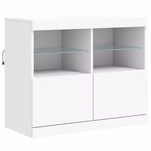 vidaXL Modern White Sideboard with Integrated LED Lights, W/D/H: 81 x 37 x 67 cm – 1