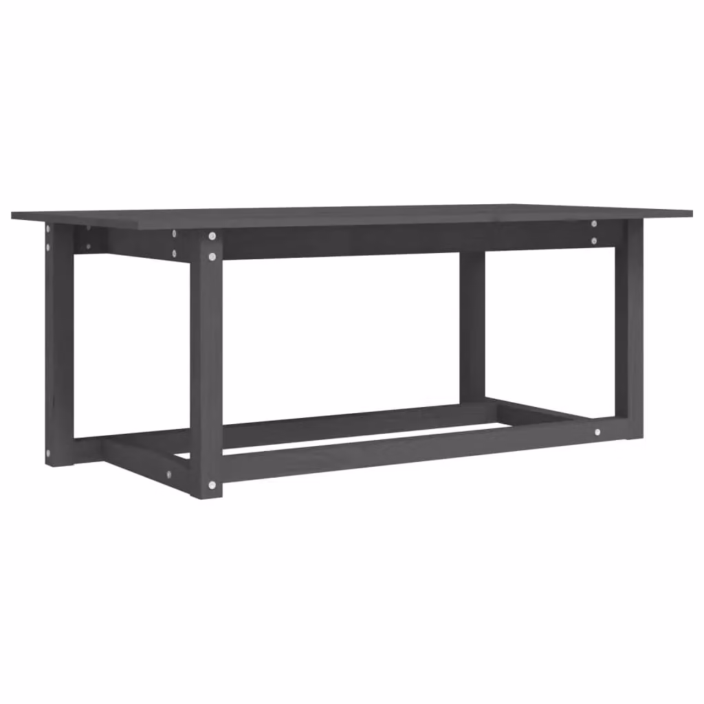 Berkfield Home Grey Rustic Solid Wood Pine Coffee Table W: 110 cm, D: 55 cm, H: 45 cm – 2