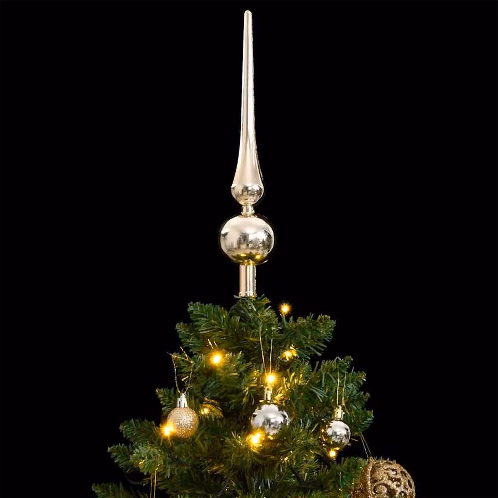 Berkfield Home Beautiful Green Artificial Hinged Christmas Tree with 150 LEDs and Gold Ball Set, Height: 150 cm – 3