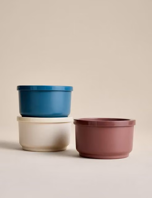 M&S Set of 3 Stackable Round Plastic Sauce Pots in Multicolour