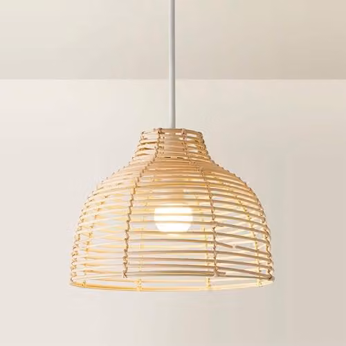 MiniSun Modern Beige Rattan Wicker Basket Style Ceiling Light Shade, Shade Width: 31 cm