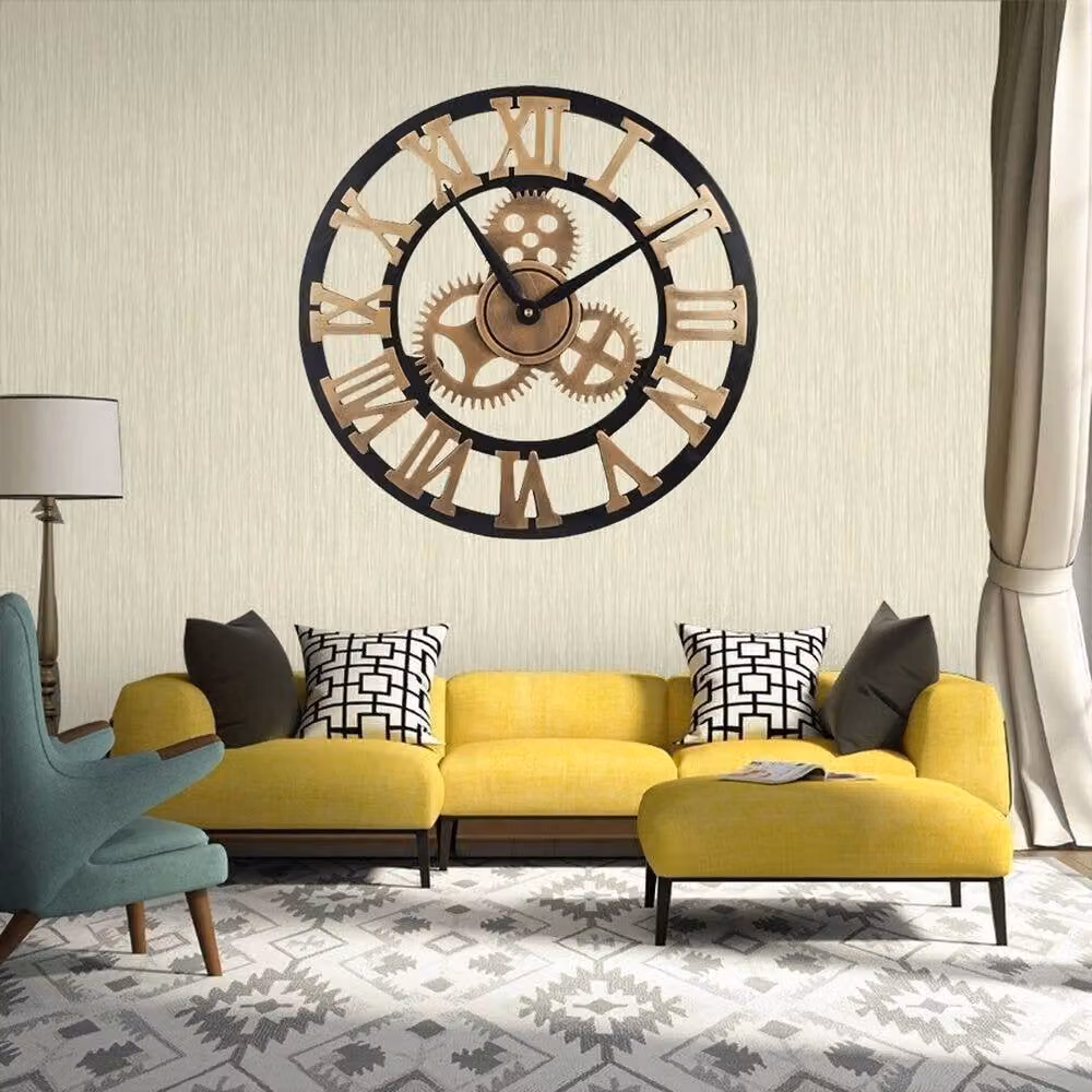 VOGREX Vintage Round Metal Wall Clock with Roman Numerals in Multicolour – 3