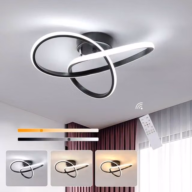 Goeco Modern LED Dimmable Flush Mount Ceiling Light, Black