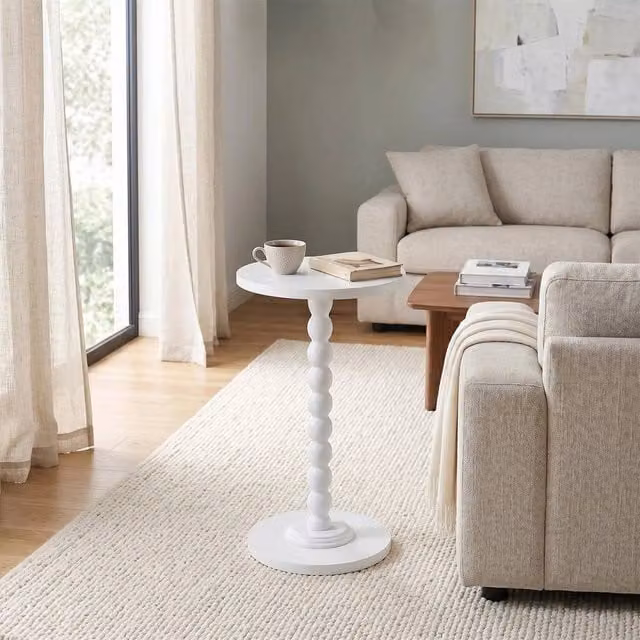 EONLION White Round Vintage Side Table