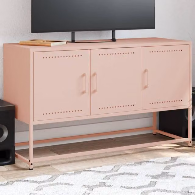 Berkfield Home Industrial Pink Metal TV Cabinet W: 100.5 cm, D: 39 cm, H: 60.5 cm