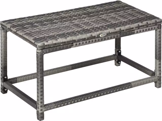 Outsunny Grey Polyrattan Outdoor Coffee Table with X-Shape Support and Underneath Storage