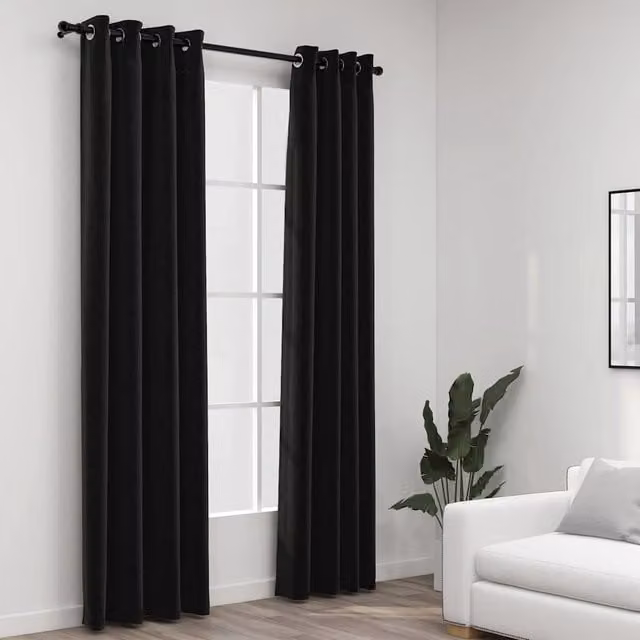Berkfield Home Linen-Look Blackout Curtains, 2 Pack, Anthracite, W: 140 cm, H: 245 cm – 1