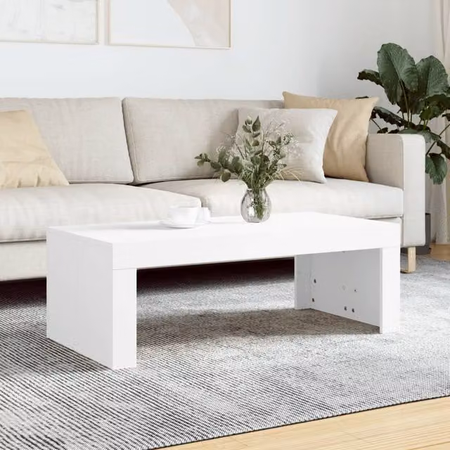 Berkfield Home White Modern Rectangular Coffee Table in Engineered Wood, W: 102 cm, D: 50 cm, H: 36 cm – 1