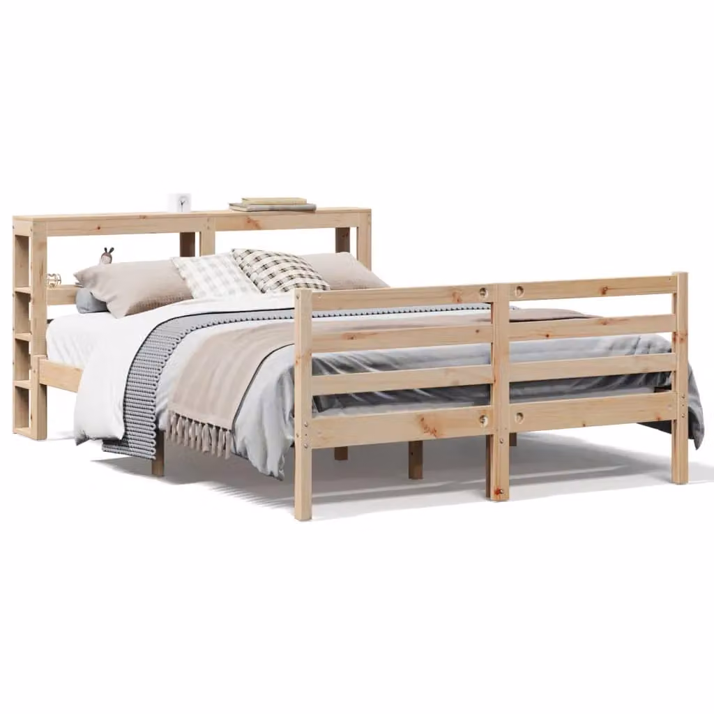 Berkfield Home Rustic Solid Wood Pine Bed Frame in Brown, W/D/H: 160 x 200 cm – 2