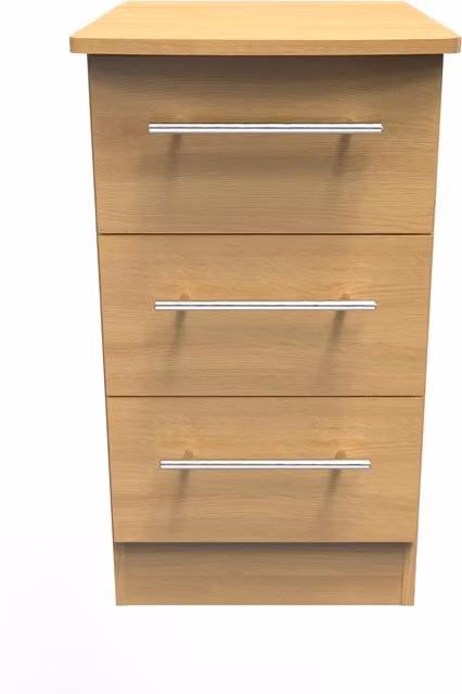 Sherwood Modern Oak 3 Drawer Bedside Cabinet in Brown