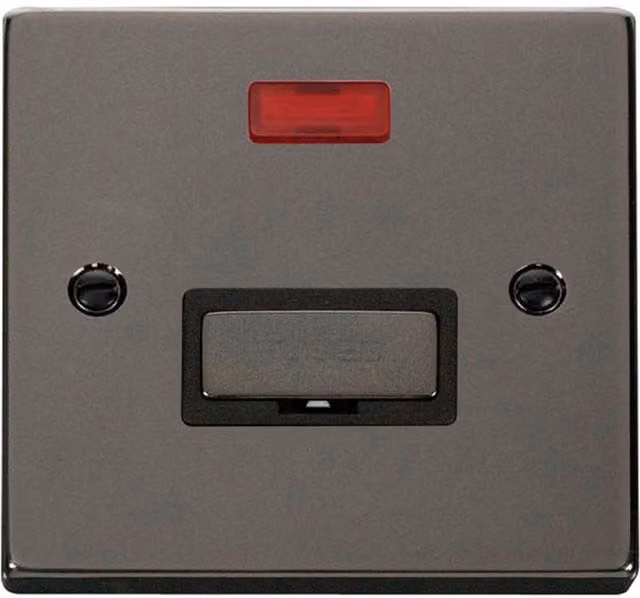 SE HOME Black Nickel 13A Fused Ingot Connection Unit with Neon