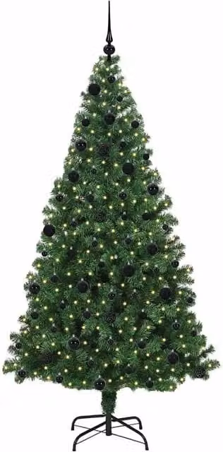 Berkfield Home Green Artificial Christmas Tree with 300 LEDs and Stand, Height: 210 cm