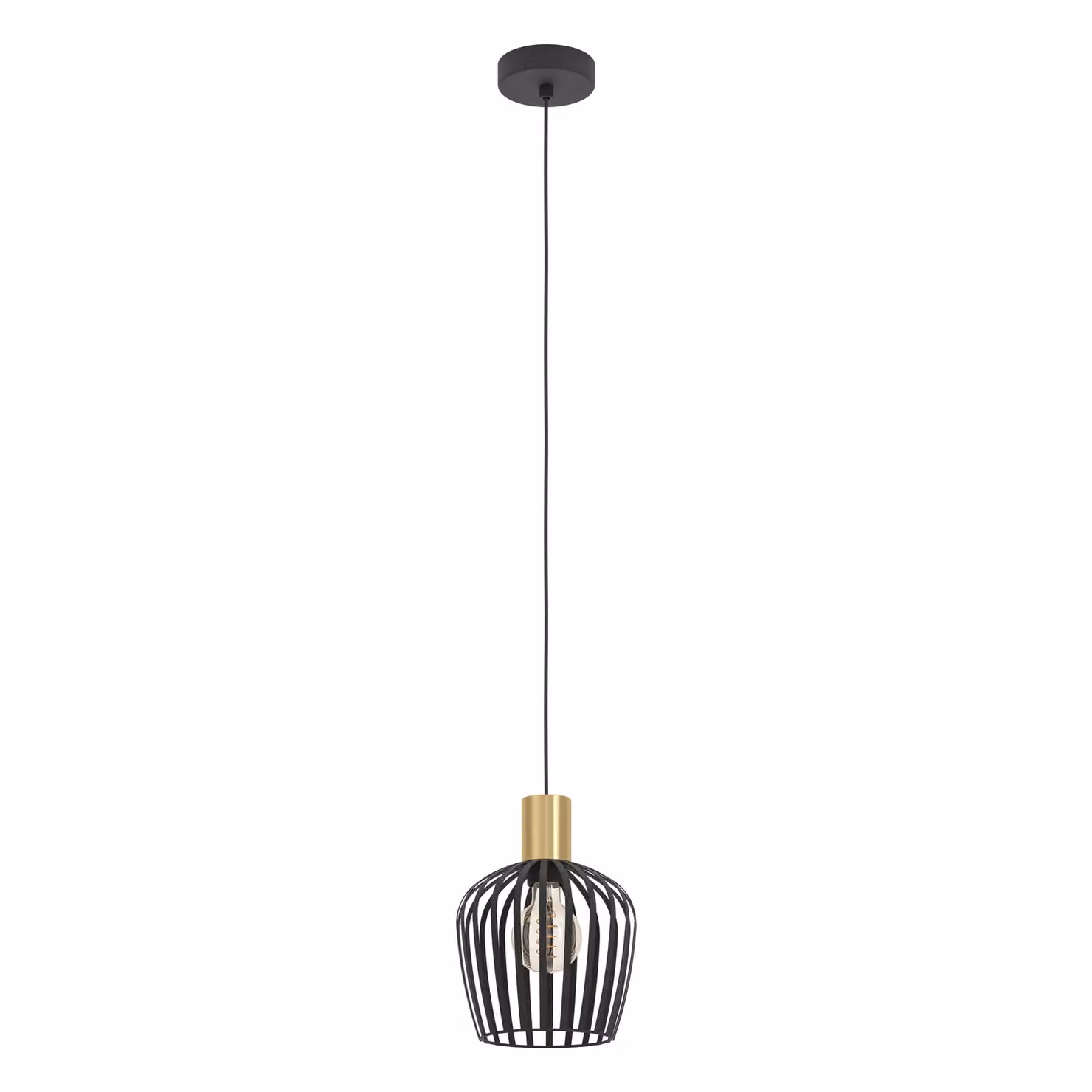 Eglo Empoli Industrial Pendant Light in Black and Gold/Brass – 2