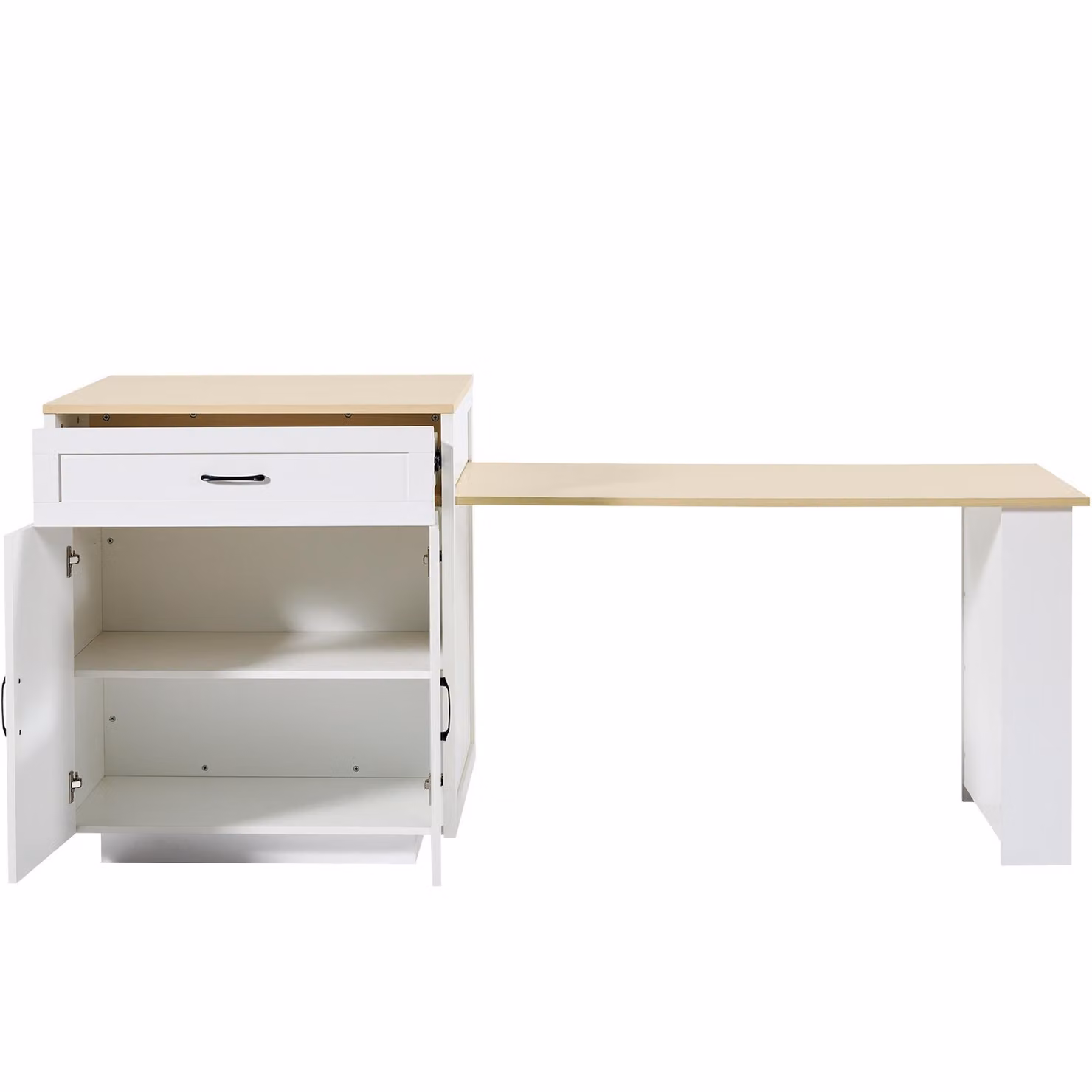 Aosom UK Extendable Bar Table with 2 Compartments and Side Spice Rack in White, W/D/H: 133-202 x 70 x 93.5 cm – 2