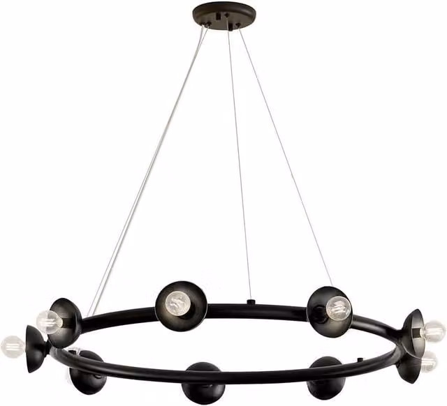 Kichler Palta Cylindrical Pendant Light in Black with 9 x E14 Sockets – 1