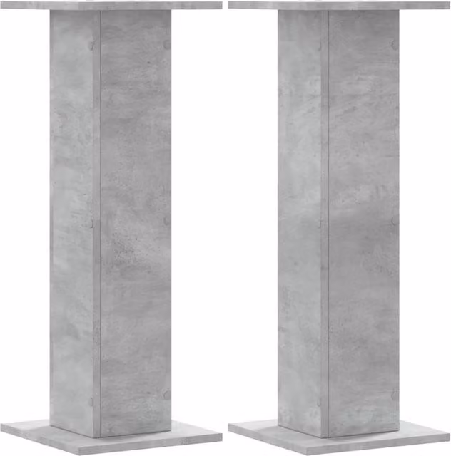 Berkfield Home Set of 2 Modern Plant Stands in Concrete Grey, Engineered Wood, W/D/H: 30 x 30 x 80 cm