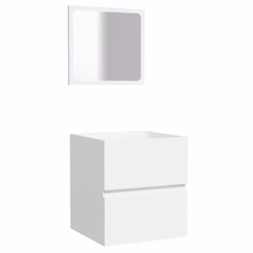 Berkfield Home Modern White Glossy Wall Mounted Bathroom Cabinet with Mirror and Internal Drawers – 2