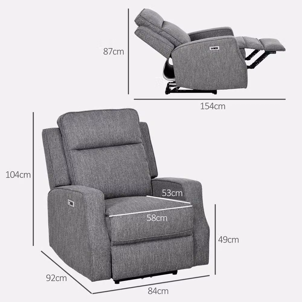 FORGEVIO Electric Fabric Recliner Armchair in Grey – 2