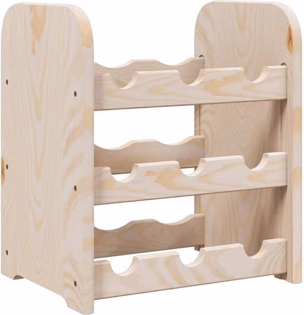 Berkfield Home Rustic Solid Pine Wine Rack in Light Brown, W/D/H: 33 x 25 x 37 cm