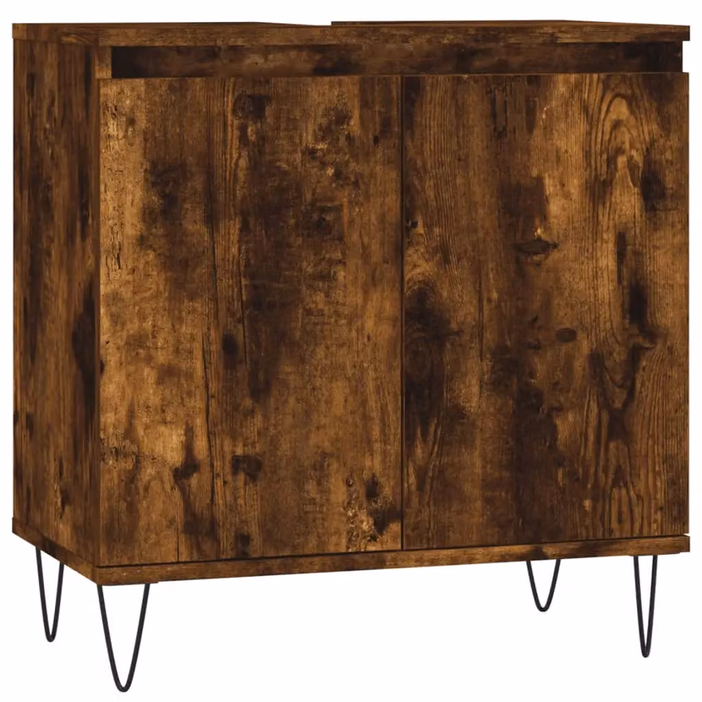 Berkfield Home Smoked Oak Bathroom Cabinet, Brown, W/D/H: 58 x 33 x 60 cm – 2