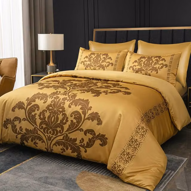 Lazzaro Grace Oeko-Tex Certified Single Duvet Cover and Pillowcase Set in Gold Satin Silk, W/D/H: 135 x 200 cm and 50 x 75 cm – 7