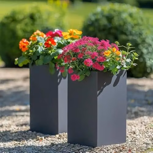 Access Garden Products Galvanised Steel Tall Square Planter, Grey, W/D/H: 25 x 25 x 50 cm – 2