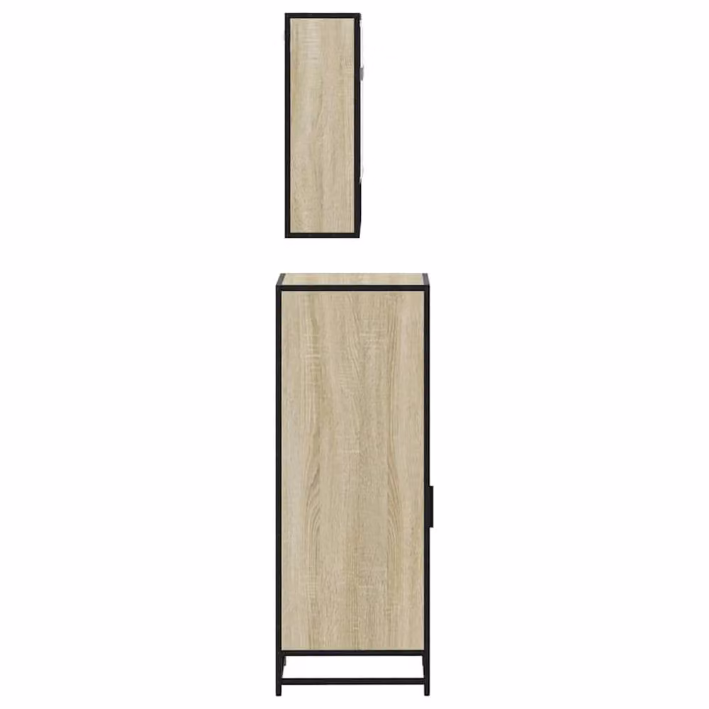 Berkfield Home 3 Piece Industrial Bathroom Furniture Set in Sonoma Oak Natural Finish – 3
