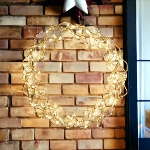 Electrovision Xmas Haus Copper Gold Wreath with 140 Bright LEDs and 10m Lead for Indoor or Outdoor Christmas Decoration – 3