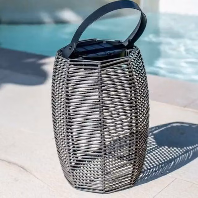 Better Garden Grey Rattan Solar Lantern with Dusk Sensor