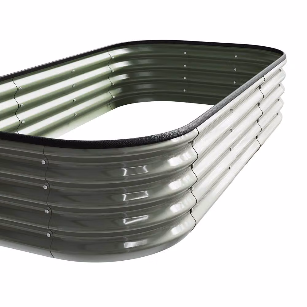 Living and Home White Galvanised Steel Outdoor Raised Garden Bed – 4