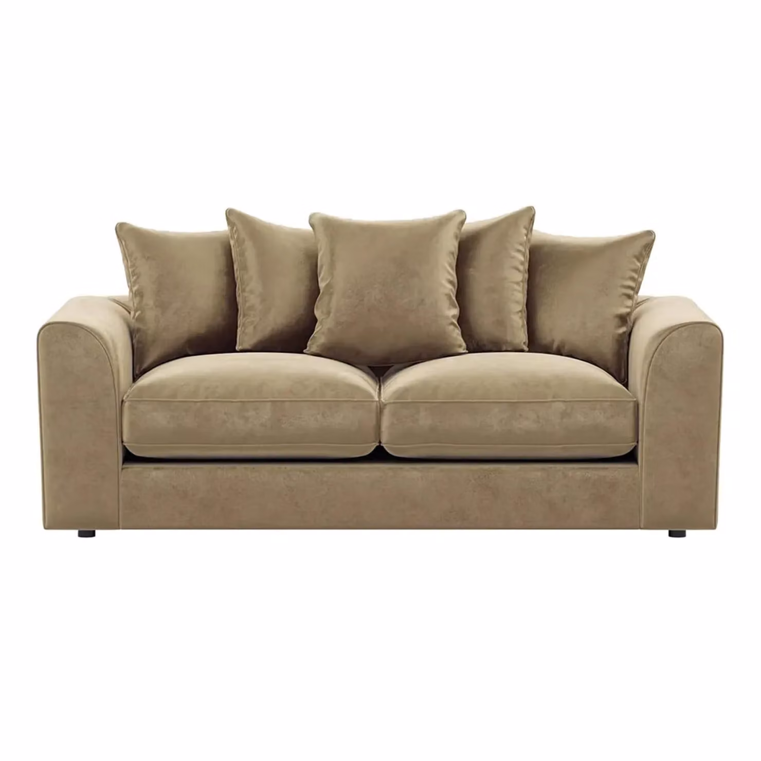 Furnishings For Less UK Brooklyn 3 Seater Sofa in Beige Plush Velvet Fabric with Scatter Back – 2