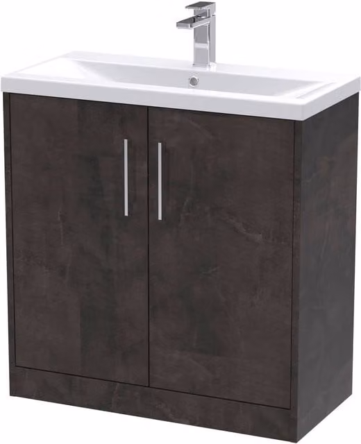 Balterley Winshill Contemporary 2 Door Floor Standing Bathroom Vanity Basin Unit, Grey, W: 80 cm