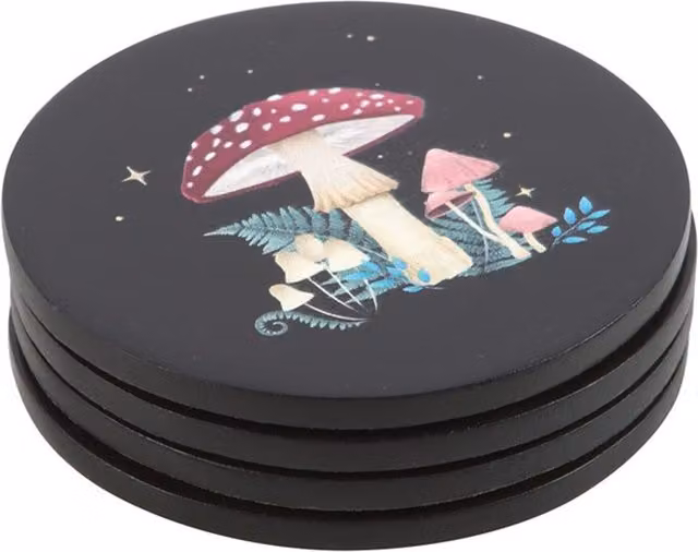 KDMK Mystical Forest Round Coaster Set in Multicolour and Yellow