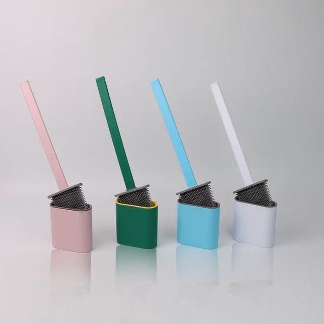 NESTLUNE Blue Plastic Toilet Brush and Holder Set