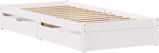 Berkfield Home Small Single Solid Wood Pine Bed Frame with Drawers, White, W/D/H: 80 x 190 x 80.5 cm
