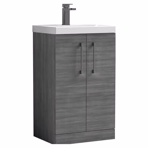 Balterley Floor Standing Bathroom Vanity Unit with Basin, Anthracite Woodgrain, W: 51.0 cm, D: 39.0 cm, H: 84.0 cm – 1