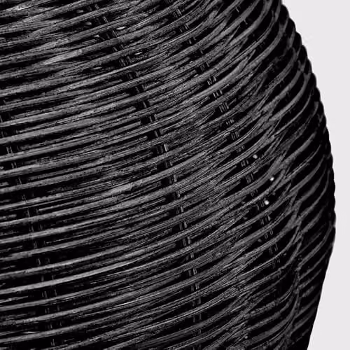 Pacific Lifestyle Black Rattan Table Lamp with White Fabric Shade, Height: 70 cm – 4