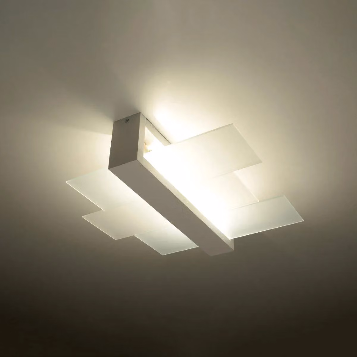 Sollux Lighting FeniKS Scandinavian Ceiling Lamp, White and Wood, H x W x D: 12 x 43 x 43 cm – 3