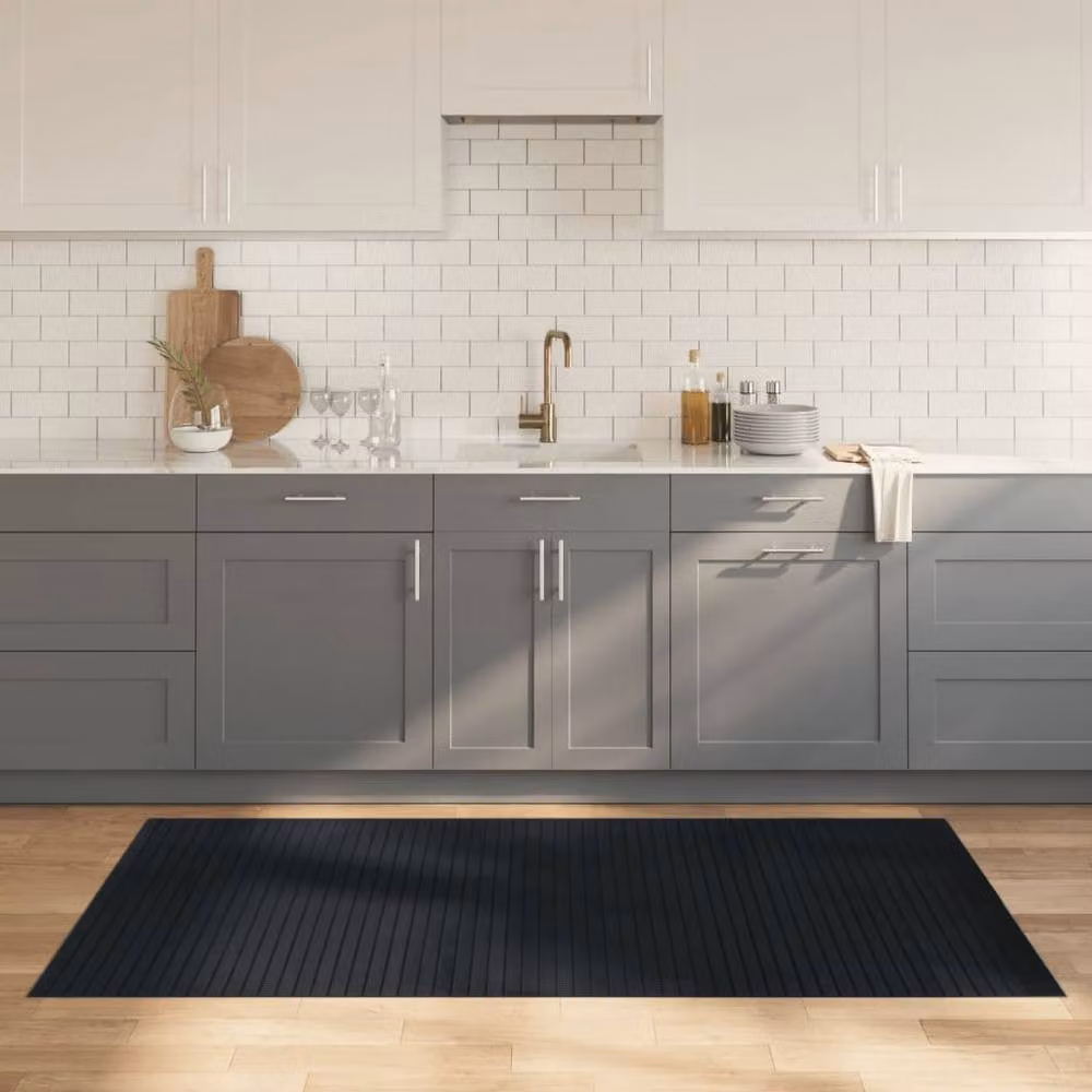 Berkfield Home Rectangular Grey Bamboo Rug, W: 100 cm, L: 200 cm – 2