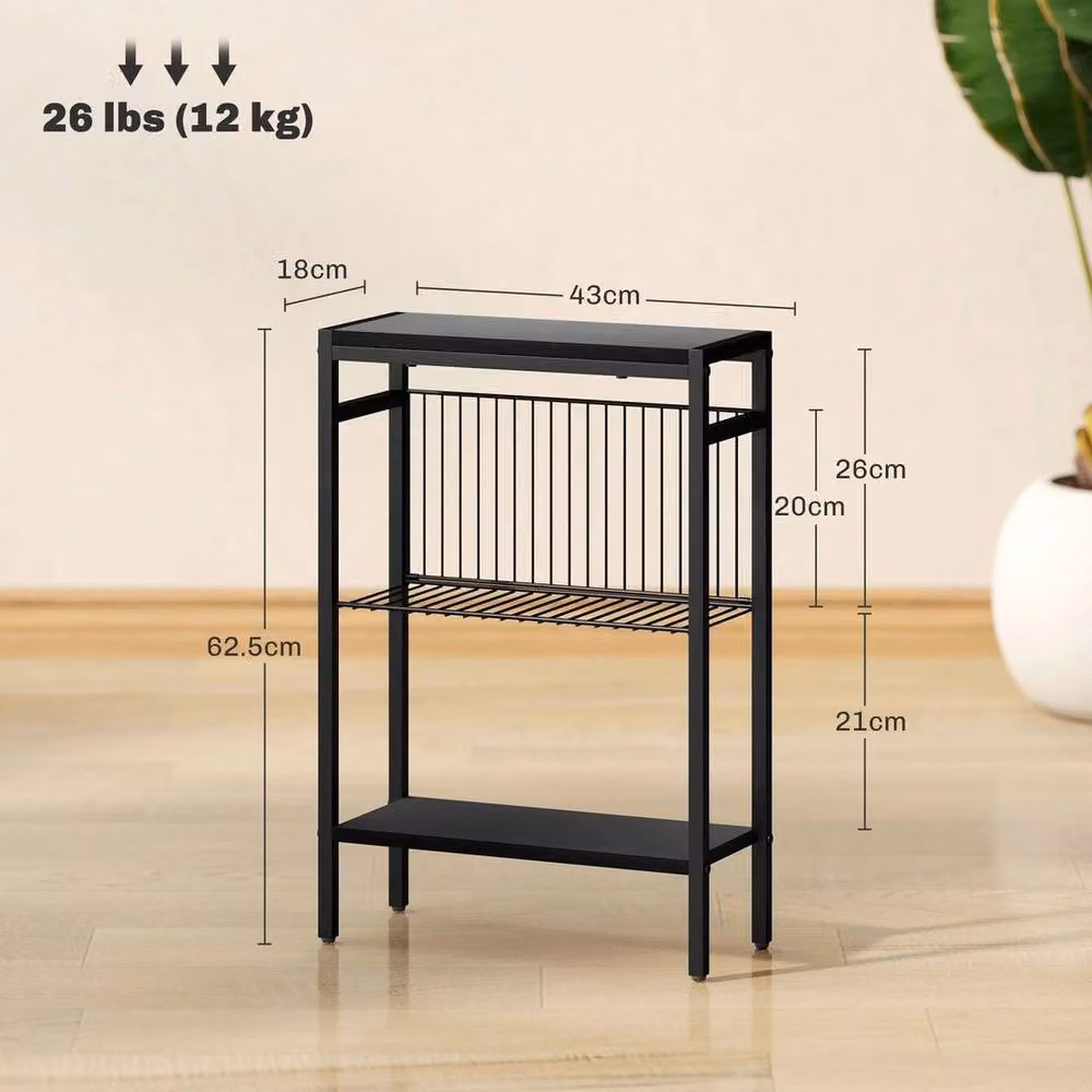 EONLION Industrial Metal Side Table with Storage in Black – 2
